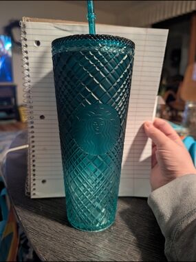 Starbucks Teal Textured Diamond Tumbler with Straw